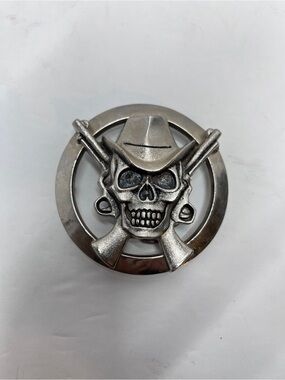 Silver Skull Cowboy Belt Buckle